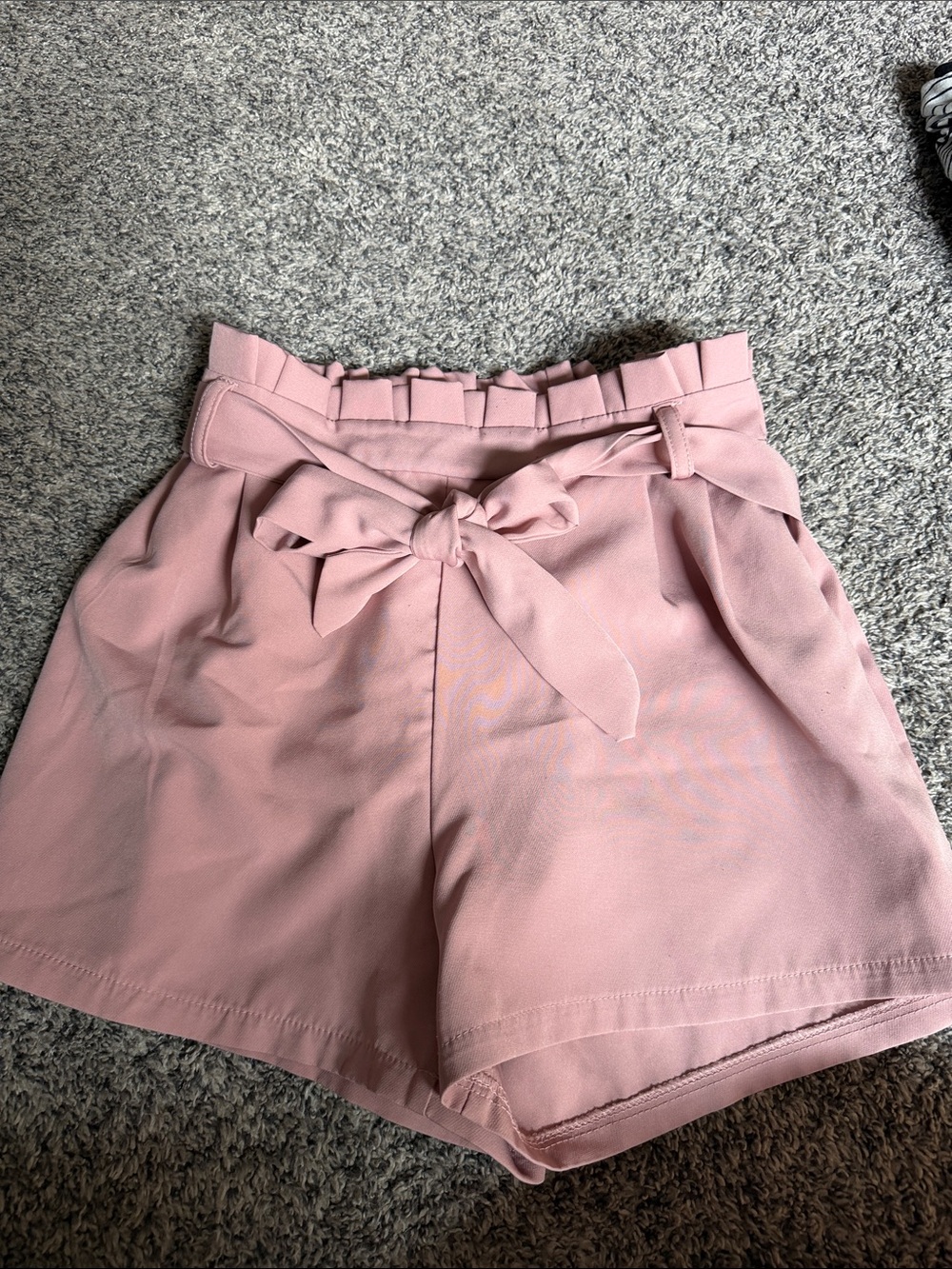 SHEIN Dusty Pink High-Waist Paperbag Tie Shorts